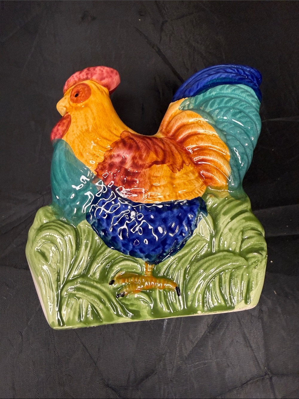 Hand-Painted Multicolor Ceramic Rooster Figurine